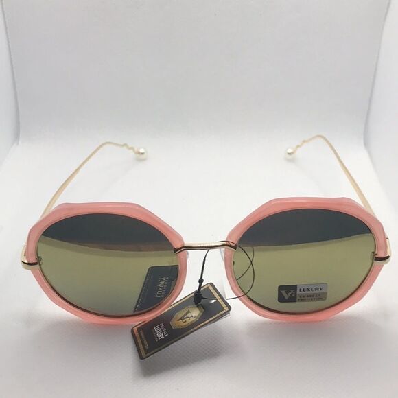 VG Round Pink Mirrored Lens Sunglasses - Picture 3 of 4